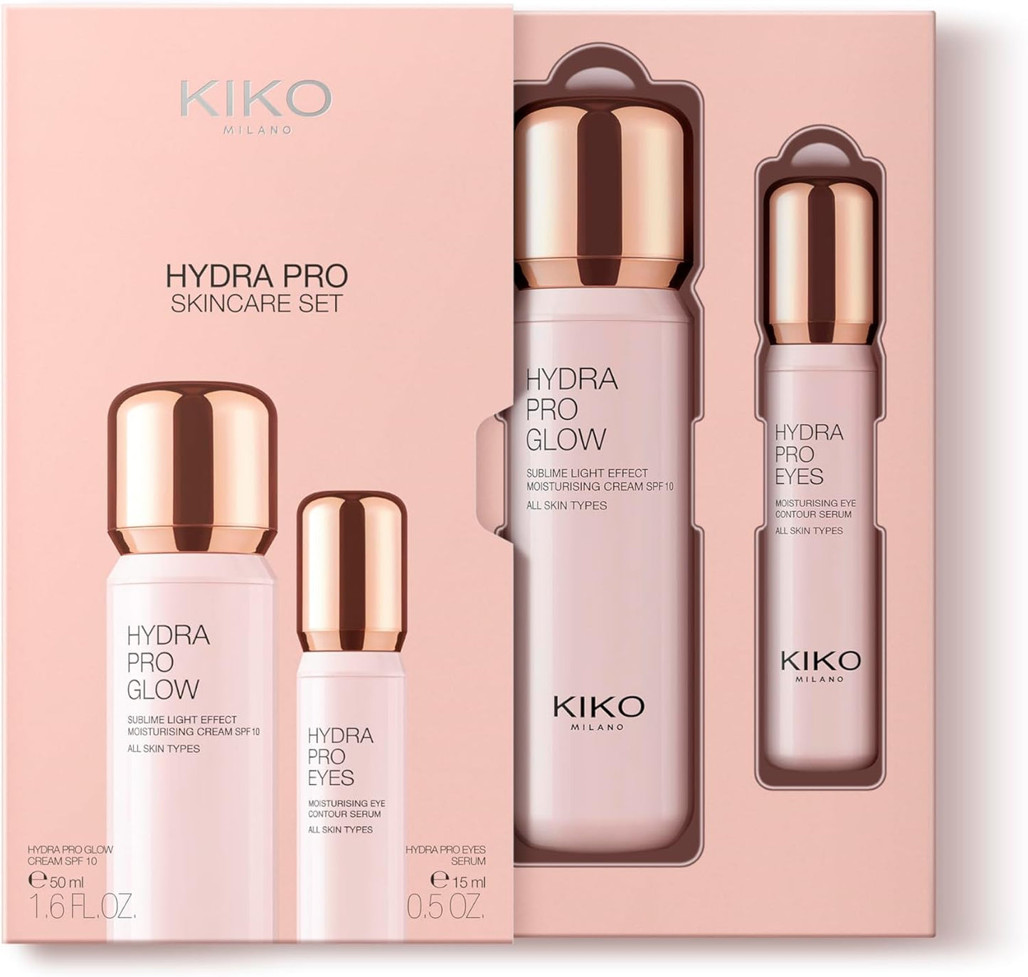 KIKO Milano Hydra Pro Skincare set, Skincare Kit: Moisturising Spf 10 Face Cream And Eye Contour Serum