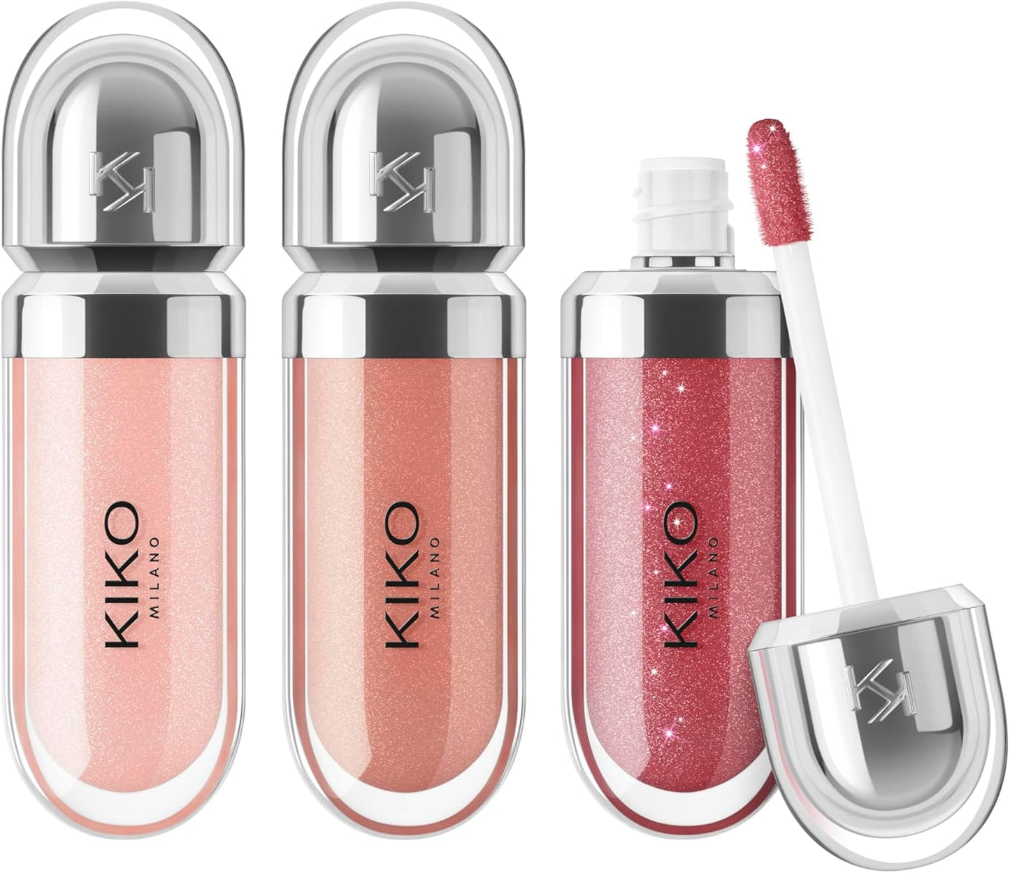 KIKO Milano Glossy Lip Set 03, Lip Kit: 3 Moisturising Lip Glosses With A Volumising 3D Effect